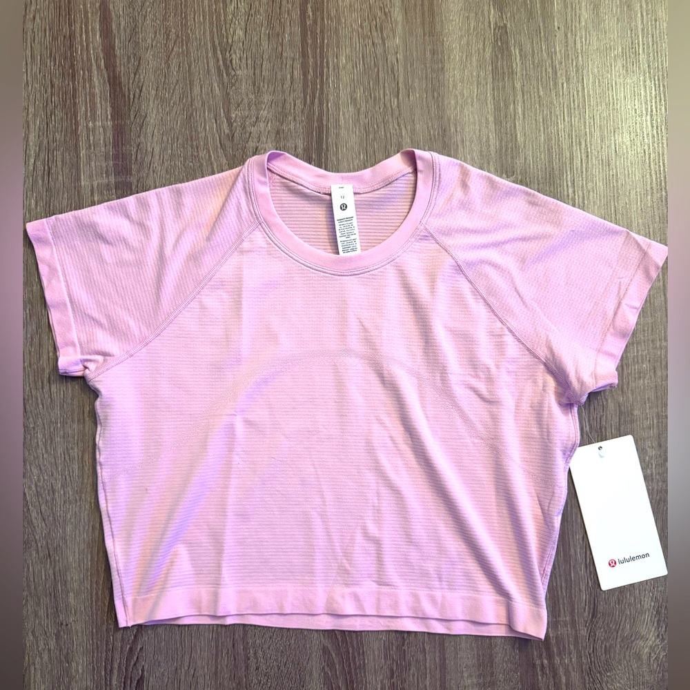 Lululemon Swiftly Tech Cropped Short-Sleeve Shirt. Vitapink. Light Pink.Size 12.